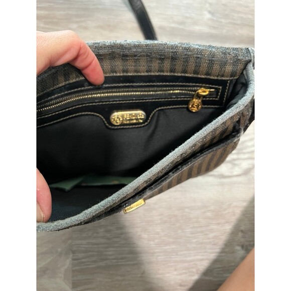 Vintage Authentic FENDI striped Crossbody Purse Small worn as is - Picture 7 of 9
